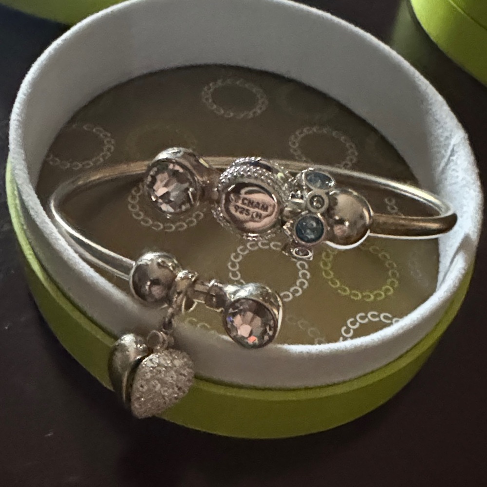 Chamilia Silver Bracelet with Heart and Crystal Charms